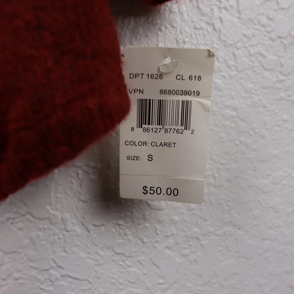 New W/Tag Energe World Wear Women's Red Open Weave Knit Cardigan‎ Sweater Size S